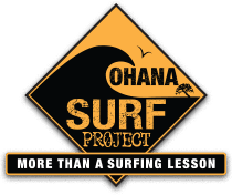 A black and yellow logo for ohana surf project.